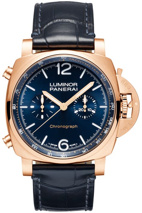 panerai luminor chrono goldtech blu notte|panerai luminor chrono blu.